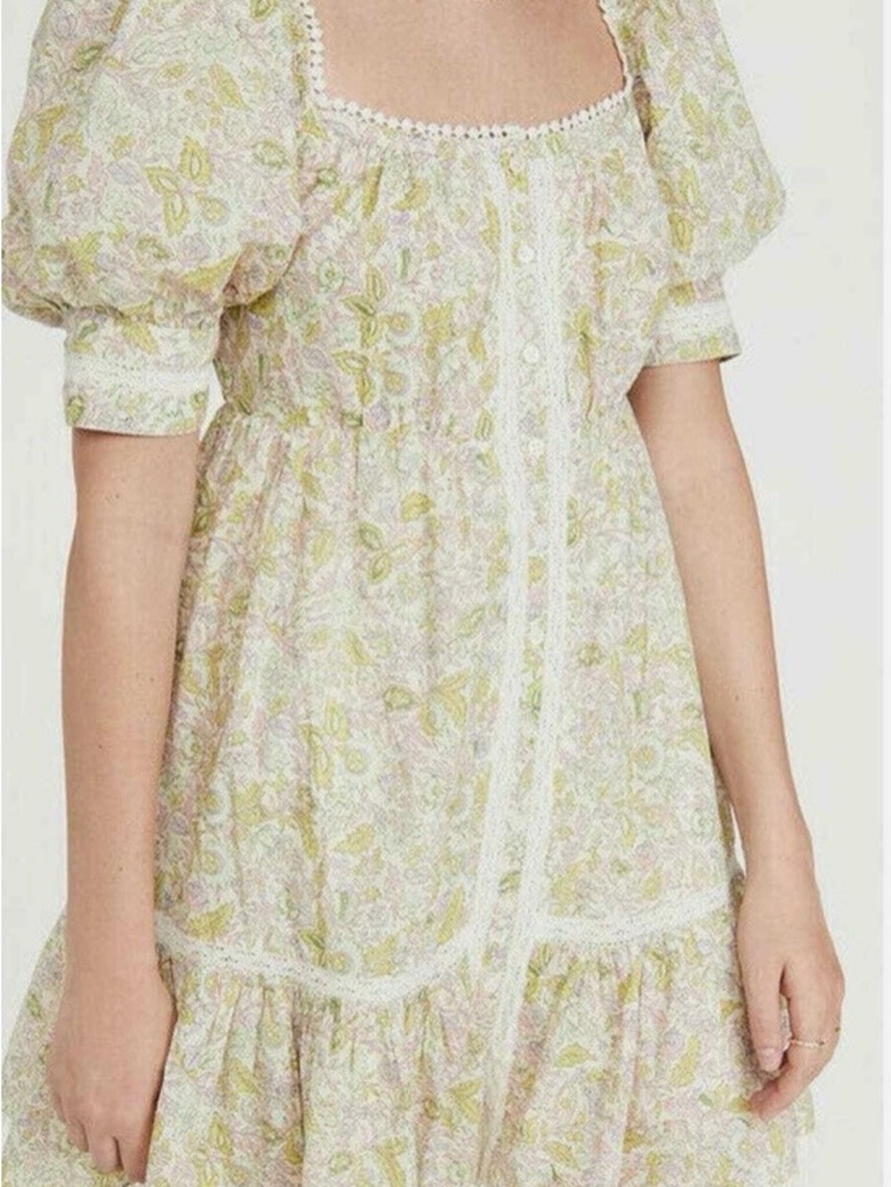 Love The Label Floral Puff-Sleeve Shack Cottage Mini Dress Size S pre-owned